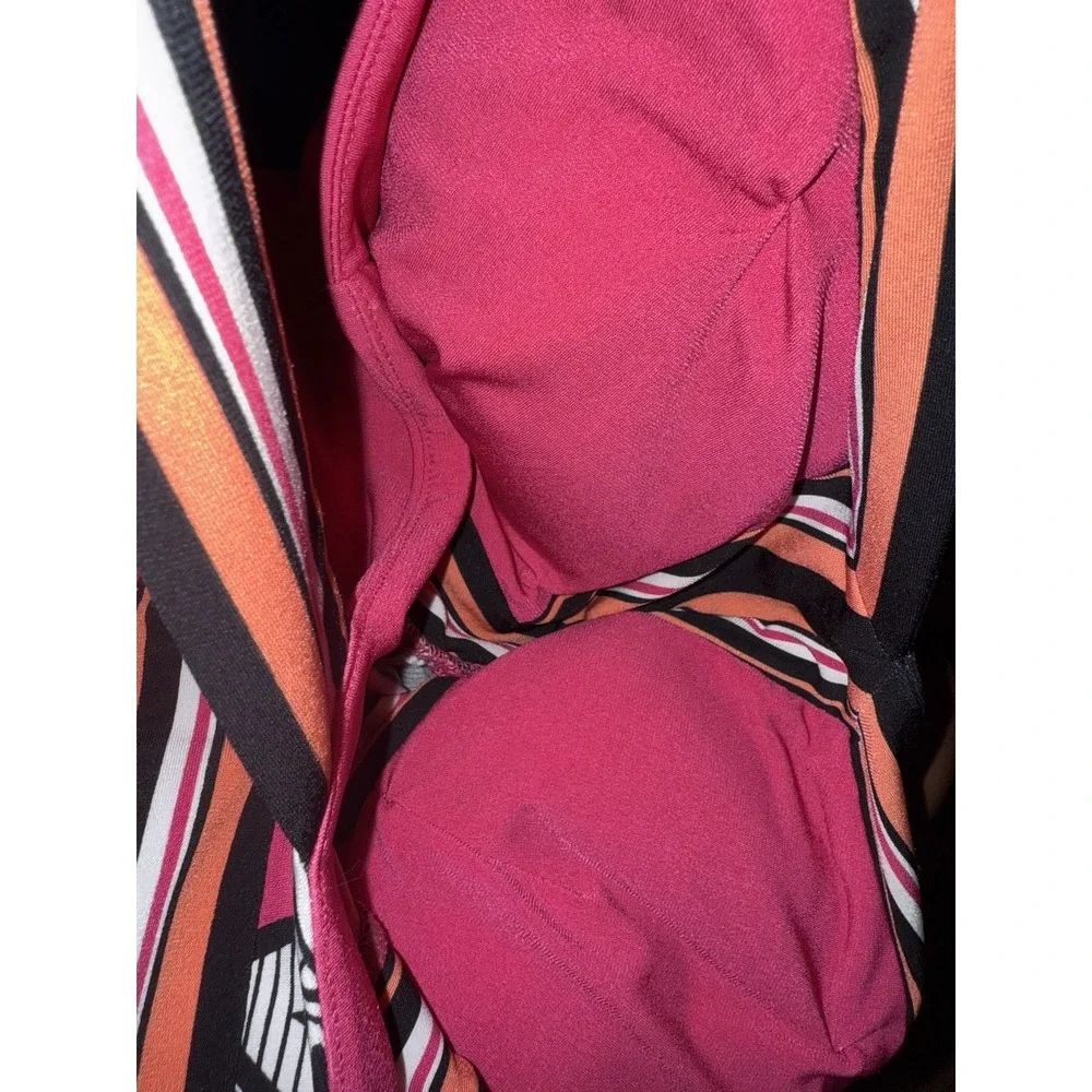 Apt‎ 9 Dress Hot Pink Black Women's Sz L Large Floral Stretch Padded Knee Length - Picture 5 of 7